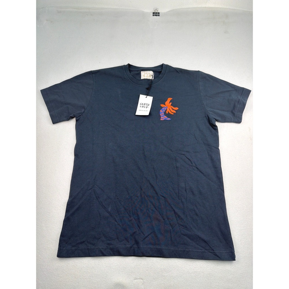 Santo Loco x Lizzy Artwork Navy Graphic T-Shirt Mens Small NWT Portugal Surf Tee
